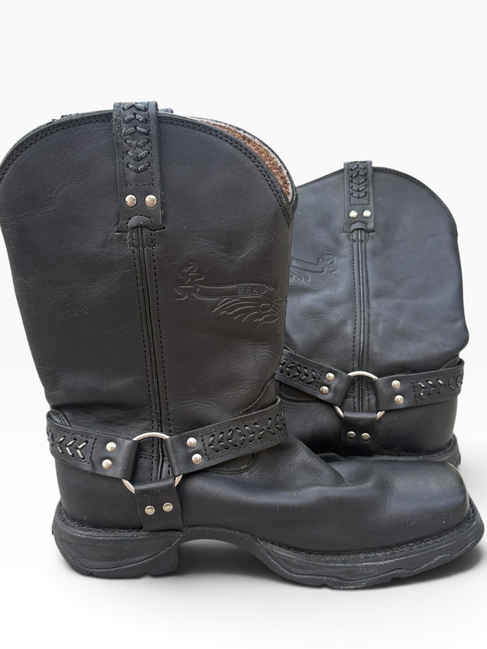 Durango Flirt Black Leather Harness Boots with Silver Hardware